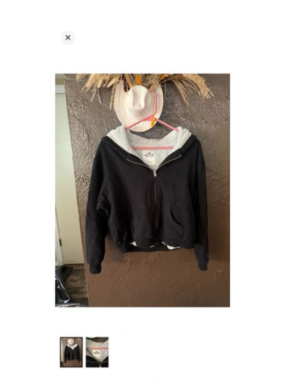 Hollister Black Zip-Up Teddy Lined Hoodie Jacket